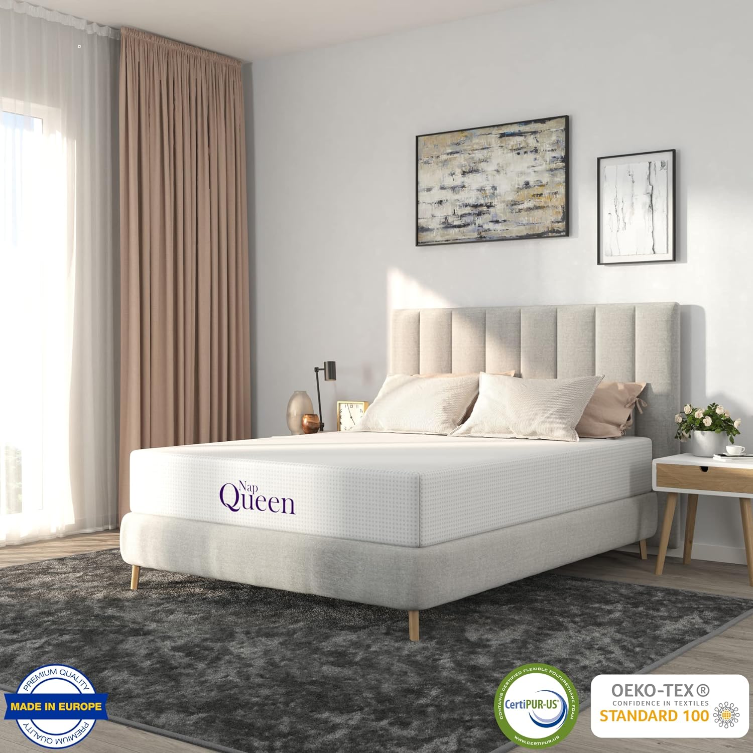 NapQueen 10 Inch Queen Size Mattress, Bamboo Charcoal Memory Foam Mattress, Bed in a Box, White - Image 9
