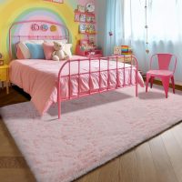 Pink Area Rugs for Bedroom Girls, Living Room Decor, Fluffy Fuzzy Shag Rug 4x6 for Kids Room, Soft Cute Indoor Floor Carpet for Baby, Teen, Nursery, Preppy Dorm, Playroom, Plush Aesthetic Bedside Rug - Image 6