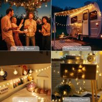 Metaku Globe Fairy Lights Battery Operated 33ft 80LED String Lights with Remote Waterproof Indoor Outdoor Hanging Decorative Christmas Lights for Home Party Patio Garden Wedding - Image 6