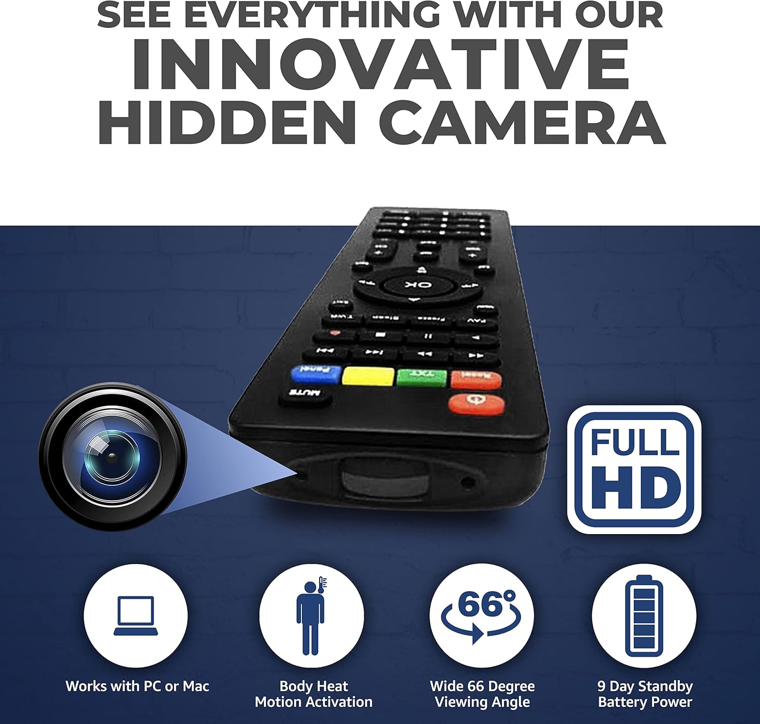 Covert Video Lawmate TV Remote Control Hidden Camera - Spy Gadgets with DVR & PIR Motion Activated Recording - Gives 9 Days of Standby Power, Records HD Quality Videos - Image 2