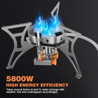 WADEO 6800W Windproof Camping Stove, Backpacking Stove with Piezo Ignition and Fuel Canister Adapters, Camping Gas Stove for Outdoor Backpacking Hiking and Picnic - Image 2