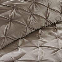 Madison Park Essentials Room in a Bag Faux Silk Comforter Set - Luxe Diamond Tufting All Season Bedding, Matching Curtains, Decorative Pillows, Taupe King(104"x92") 24 Piece - Image 9