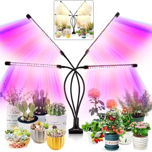 Grow Light for Indoor Plants - Upgraded Version 80 LED Lamps with Full Spectrum & Red Blue Spectrum, 3/9/12H Timer, 10 Dimmable Level, Adjustable Gooseneck,3 Switch Modes