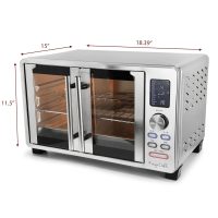 MegaChef 25 Liter Digital Electric French Door Multi-Function Counter Top Oven with Rotisserie Set & Toast, Bagel, Pizza, Bake, Roast, Broil, Cookies, Rotisserie, Dehydrate, Ferment, Warm Functions - Image 4