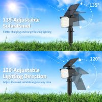 Solar Spot Lights Outdoor Waterproof Adjustable Solar Powered Landscape Lights for Yard 3 Long Time Lighting Modes Spotlights for Pathway Garden Outside Wall Pool Porch- 10 Pack, Cool White - Image 2
