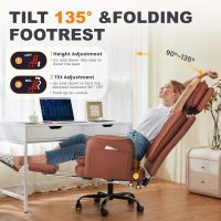 Office Chair 500lb,Big and Tall Criss Cross Desk Chair,Wide Seat Reclining Managerial Computer Chairs,Heavy People,Ergonomic High Back Faux Leather Chairs,Lumbar Support,Adjustable Headrest Brown - Image 8