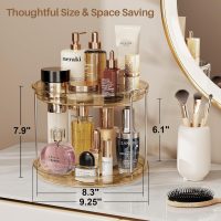 LAMU 2 Tier Lazy Susan Turntable Organizer 9.25'' Rotating Spice Rack Organization for Cabinet, Kitchen, Pantry, Countertop, Bathroom, Vanity, Medicine Cabinet Organizer, Amber - Image 4