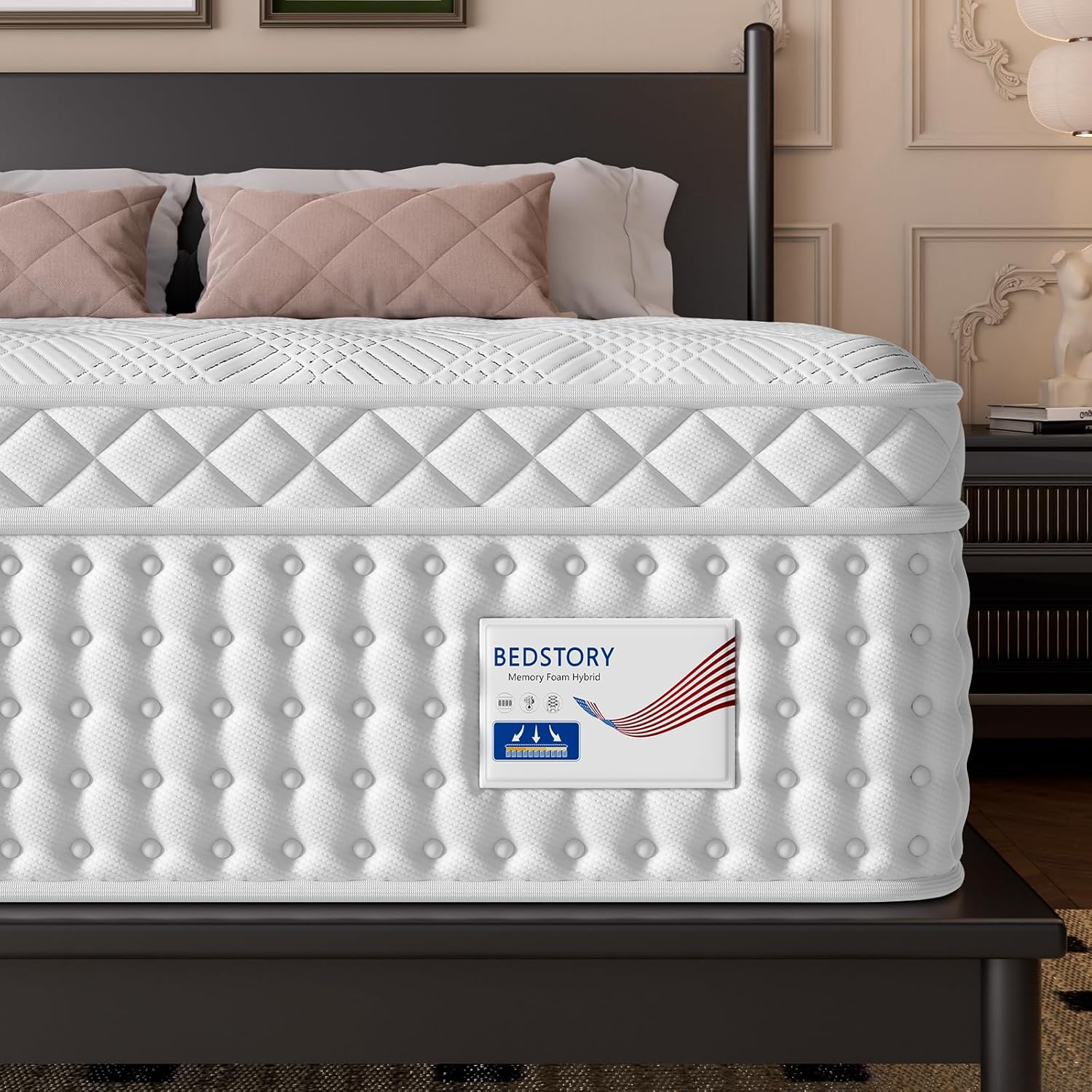 BedStory Firm King Size Mattress 14 Inch, Luxury Hybrid Mattress in a Box for Zoned Pressure and Pain Relief, Signature Collection Deep Sleep Mattresses, Forever Warranty,365 Nights Trial