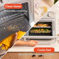 bella Air Fry Toaster Oven, 7 Preset Cooking Options, Dishwasher-Safe EverGood Coated Trays Included, 60-Minute Auto Shutoff w Audible Timer, Power Indicator Light, 1700 Watt, Oatmilk - Image 4