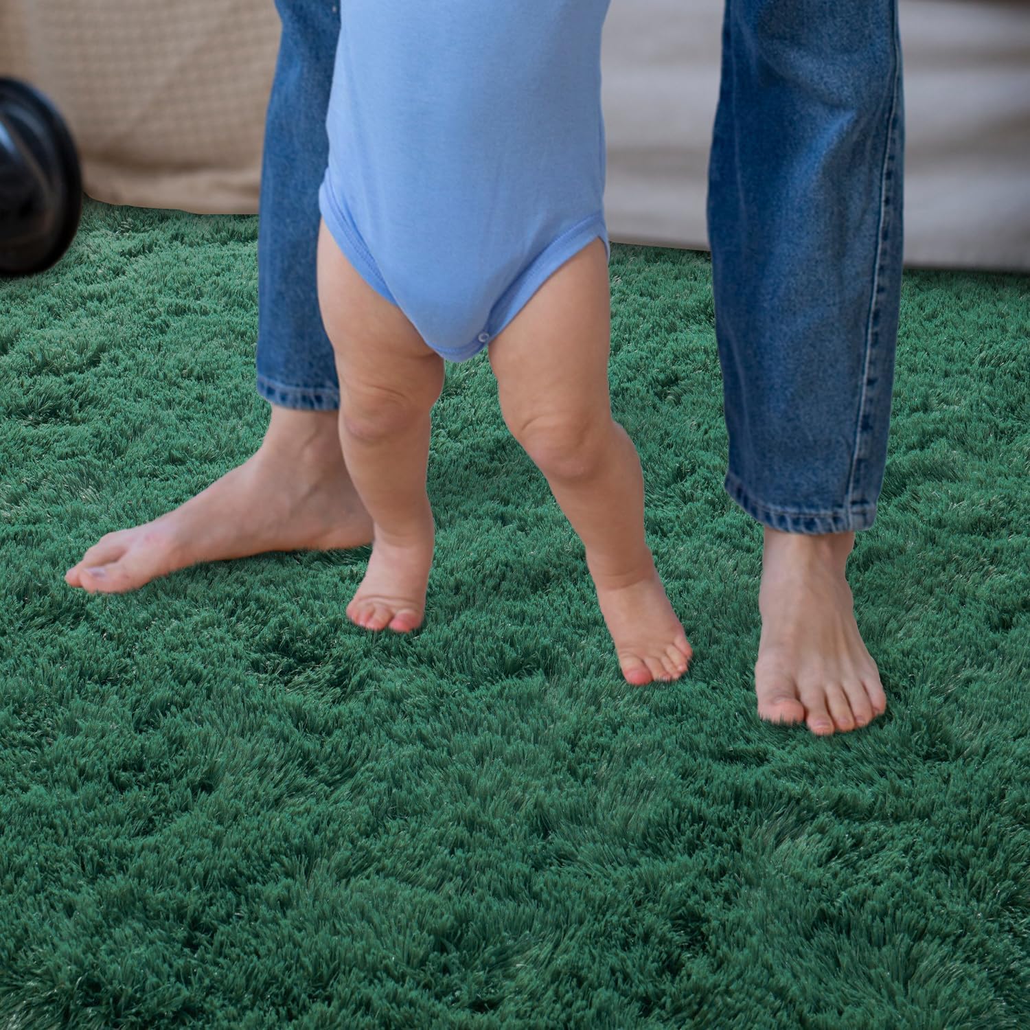 Super Soft Area Rugs for Living Room, 4x6 Feet Modern Shag Dark Green Rug, Fluffy Plush Non-Slip Green Carpet for Girls Boys Teens, Kids Home Decor for Bedroom Dorm Nursery Classroom, Carpets - Image 7
