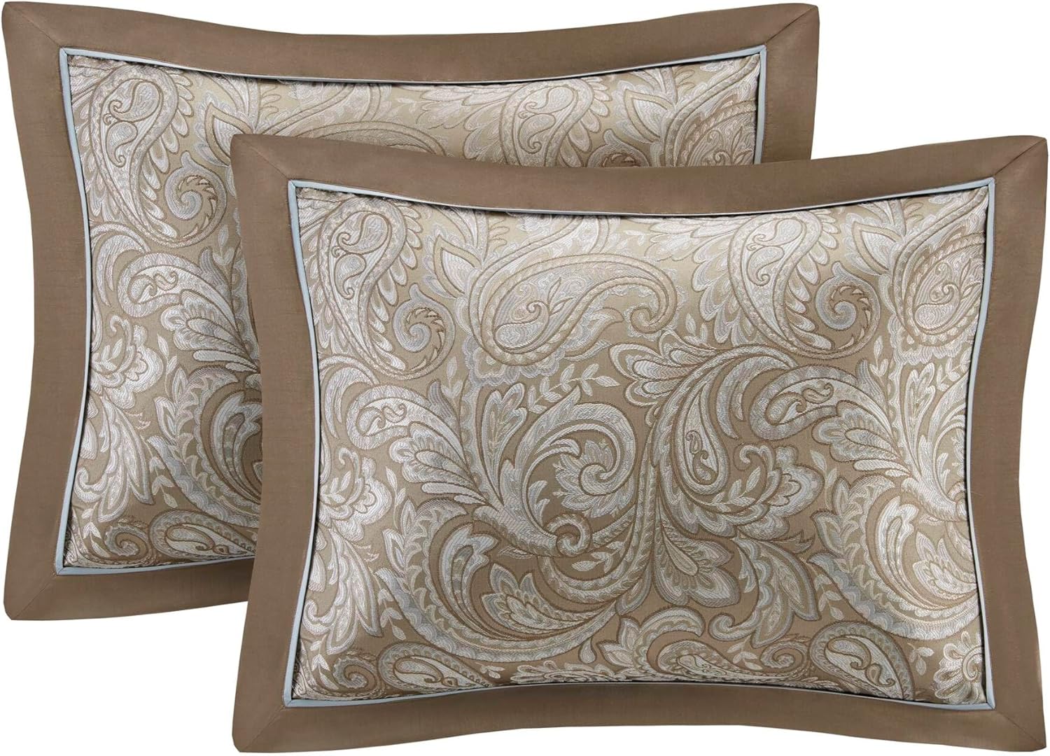 Madison Park Essentials Brystol 24 Piece Room in a Bag Faux Silk Comforter Jacquard Paisley Design Matching Curtains Down Alternative Hypoallergenic All Season Bedding-Set, Queen (90 in x 90 in), Blue - Image 9