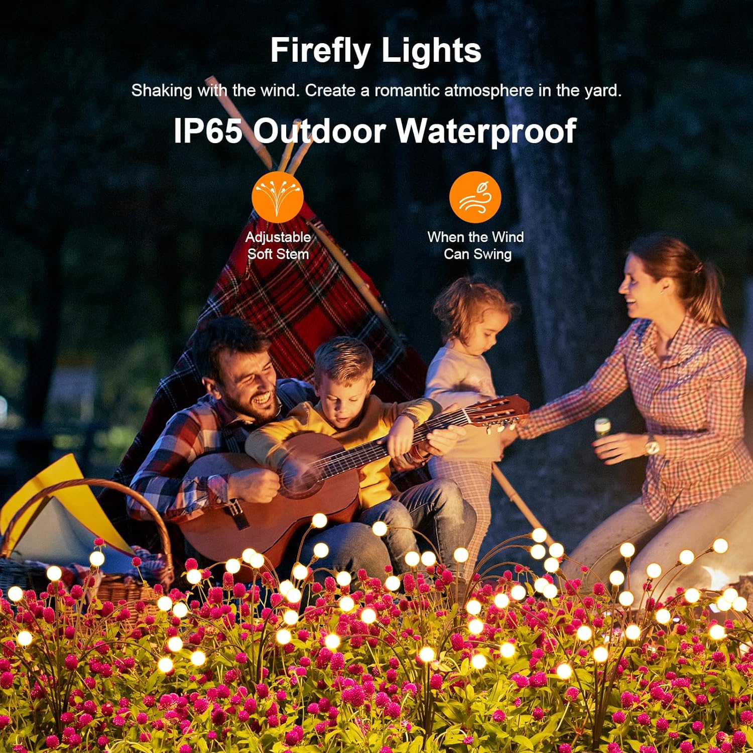 ASMAD Solar Garden Lights (2-Pack, 16 LEDs), Decorative Swaying Lights with Firefly Effect for Patio, Pathway & Outdoor Decor - Image 6