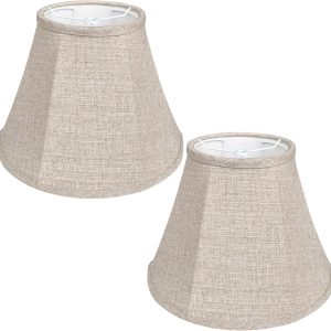 Double Brown Lamp Shade Set of 2, TOOTOO STAR Large Barrel Lampshade for Floor Light and Table Lamp 6x12x8.5 inch, DIY Fabric Natural Linen Hand Crafted, Spider (Brown, 6x12x8.5 inch)