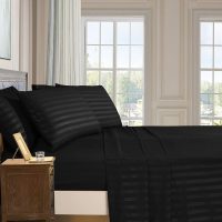 Elegant Comfort Best, Softest, Coziest 6-Piece Sheet Sets! - 1500 Premier Hotel Quality Luxurious Wrinkle Resistant 6-Piece Damask Stripe Bed Sheet Set, Queen Black - Image 2