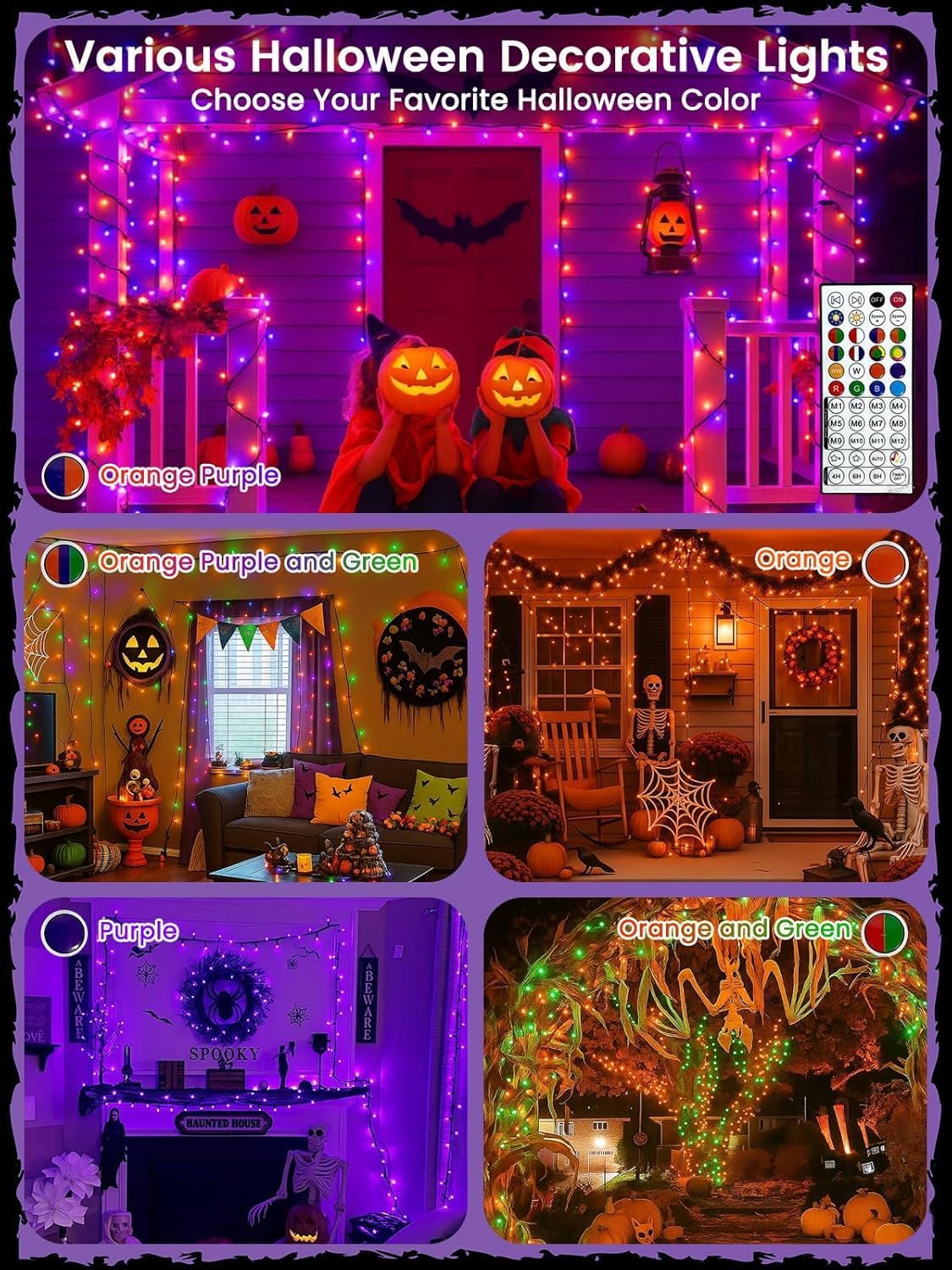 240LED Smart Color Changing Halloween Lights App Controlled, 95FT Waterproof RGB Xmas String Light Music Sync Multiple Modes, Christmas Lights with Remote & Timer Indoor Outdoor Halloween Decorations - Image 3
