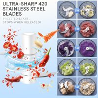 EASYSPEED Electric Garlic Chopper 1Cup, Mini USB Charging Wireless Food Processor with 304 Stainless Steel, 2 Sharp Blades, Portable Kitchen Meat Grinder for Onion, Garlic, Ginger, Baby Food - Image 6