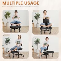 Shahoo Cross Legged Office Chair Black, Height Adjutable Ergonomic Chairs with Lumbar Support for Living Room - Image 3