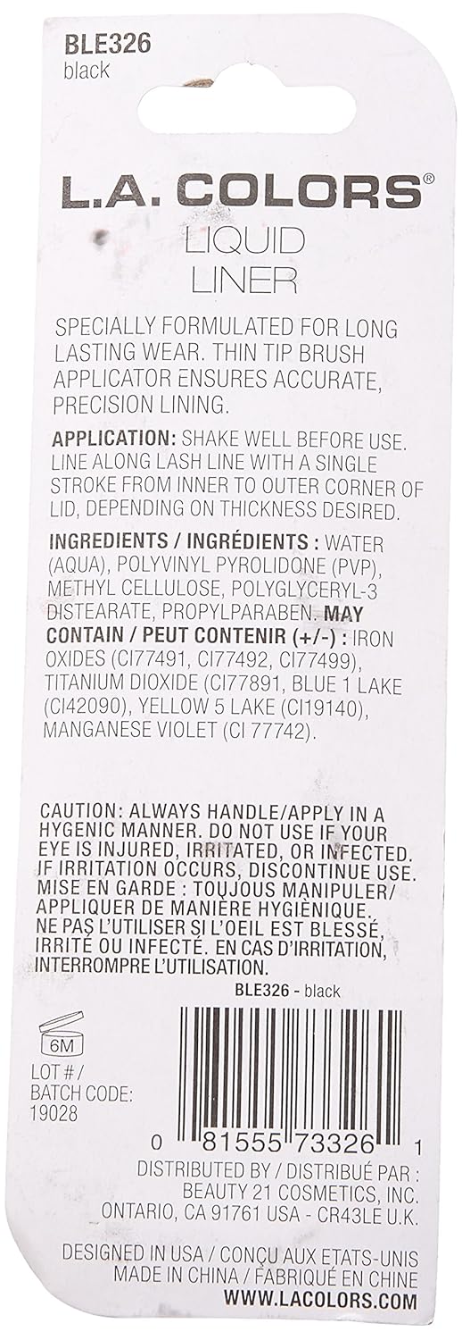 L.A. COLORS Thin Tip Liquid Liner (carded), Black CBLE326 - Image 3