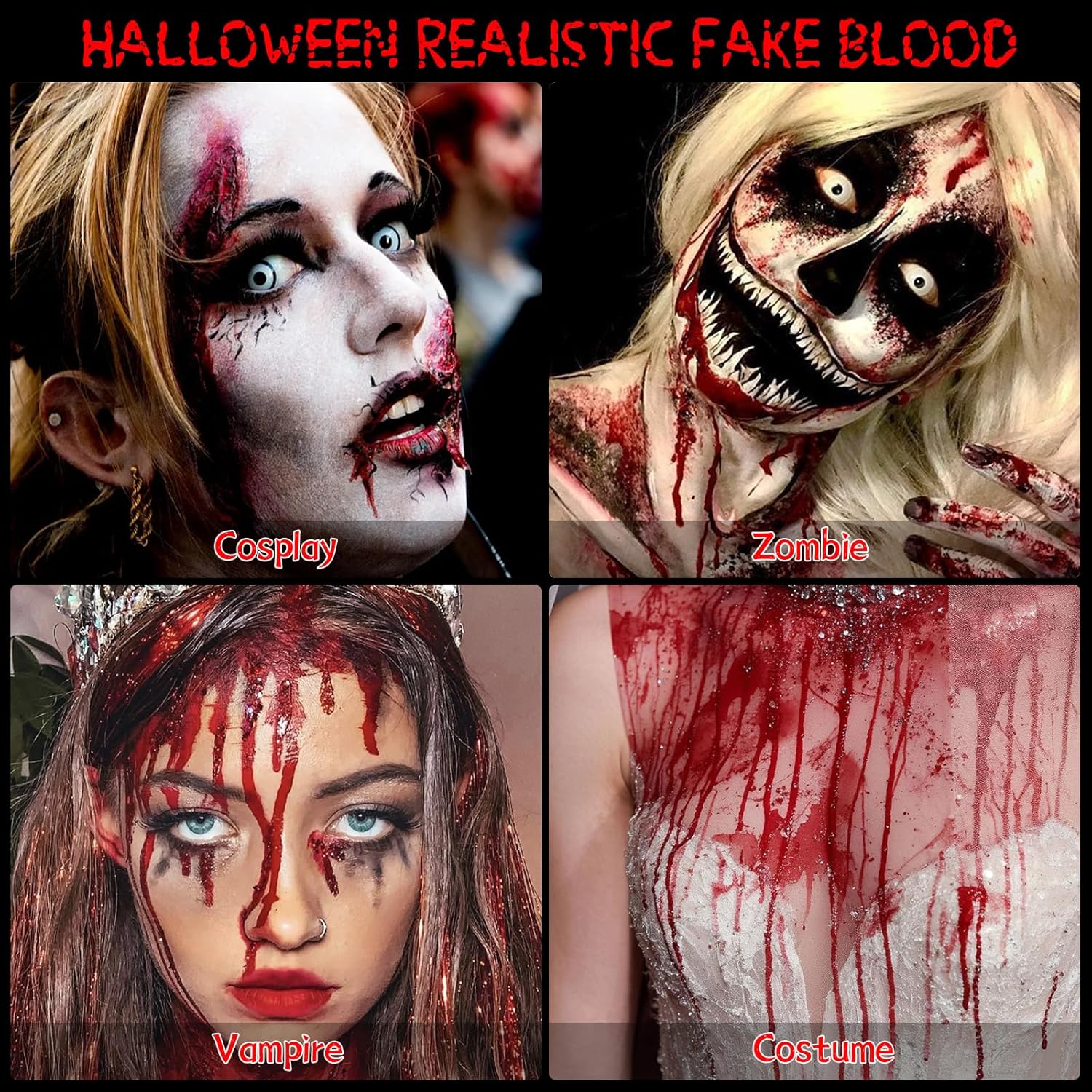 Halloween Fake Blood Spray, Washable Fake Blood Makeup, Halloween Realistic Fake Blood for Face Body Paint, Perfect for Vampire Makeup, Clown & Sfx & Cosplay & Zombie Make Up, 1 Pack - Image 3