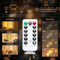 Brightown 300 LED Fairy Curtain Lights, 9.8ft x 9.8ft Warm White Curtain String Lights, USB Plug in 8 Lighting Modes Christmas Decoration, Hanging Lights with Remote for Bedroom Indoor Weddings Dorm - Image 6