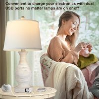 PARTPHONER Table Lamps Set of 2, Bedside Touch Lamp with USB C+A Charging Ports, Side Table Lamp with White Fabric Shade (LED Bulbs Included) - Image 5