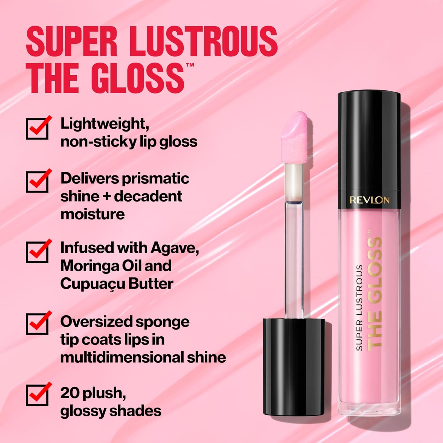 Revlon Super Lustrous Lip Gloss, Non-Sticky, Hydrating, High Shine Finish, 200 Crystal Clear, 0.13 oz - Image 3