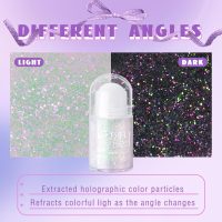 Roll-on Holographic Body Glitter Gel for Face Hair, Chameleon Color Changing Glitter Gel Under Light, Chunky Mermaid Sequins Festival Party Rave Accessories Shimmer Makeup (8# Sparkling Pink) - Image 4