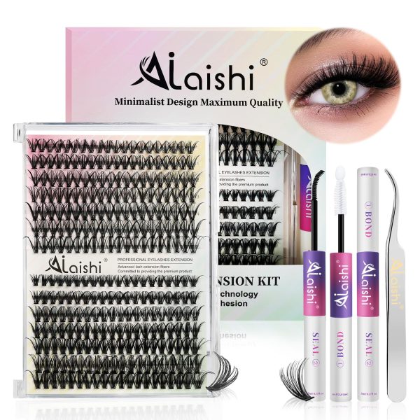Lash Clusters Kit, DIY Cluster Eyelash Extensions 9‑16mm, 30D+40D, 280pcs Fluffy D Curl Natural Lashes with Lash Bond and Seal, Tweezers–Waterproof Fake Cat Eye Wispy Individual Clusters(16MIX1-1-S)