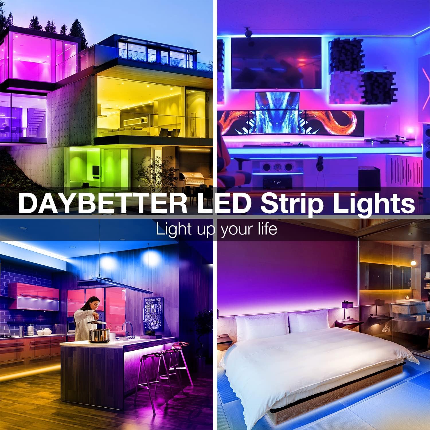 DAYBETTER LED Strip Lights 100ft, Smart Lighting with App Remote Control, RGB LED Lights for Bedroom, Music Sync Color Changing for Room Home Decor Party (1 Roll) - Image 8