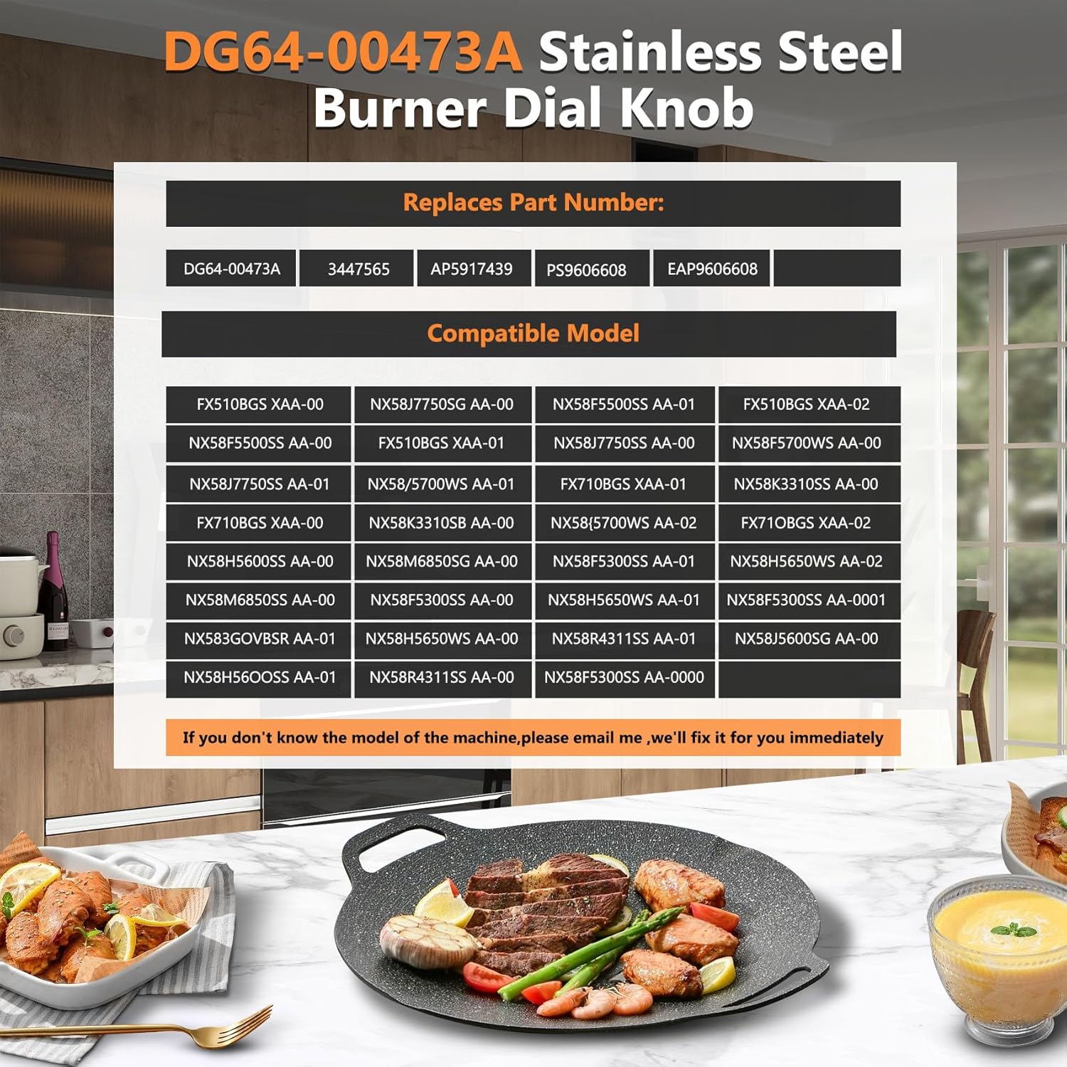 DG64-00473A Burner Control Dial Knob Range Oven Replacement Compatible with Samsung Gas Stove Knob NX58H5600SS NX58F5700WS NX58H5650WS NX58J7750SS NX58M6850SS (5pcs). - Image 2