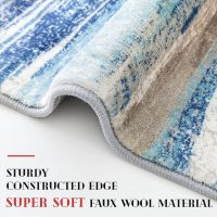 Modern Abstract Small Area Rug Indoor 3x5 Washable Rug Non-Slip Soft Entryway Rug Blue Kitchen Mats Thin Print Faux Wool Floor Carpet Throw Rugs for Entrance Bedroom Office Home Decor - Image 5