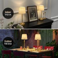 ONEWISH Cordless Lamp-Battery Operated Table lamp, 4000mAh Rechargeable, Stepless Dimmable, Small Touch Bedside Lamp with Fabric Shade, for Dining, Patio, Bathroom(Gold) - Image 7