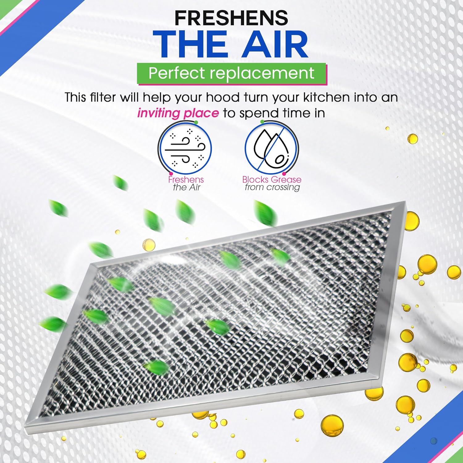 Stove Hood Vent Filter 10.5" x 8.8" 41F 97007696 Fit's Nutone & Broan Range Hood Filter Replacement for Ductless Exhaust Fan - Mesh Screen Filters Grease & Carbon Freshens Kitchen Oven Air (2-Pack) - Image 4