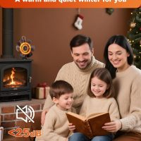 Large Wood Stove Fan with Therometer, 6 Blades Heat Powered Fireplace Burner Fan with 50% More Hot Airflow, Silent Operation,Circulation for Wood/Log Burner/Pellet Stove - Image 7