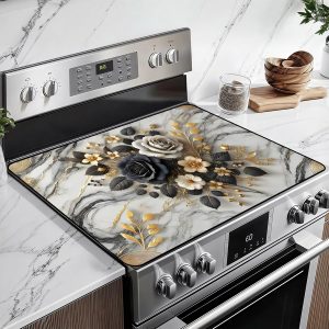Heat-Resistant Glass Stove Top Cover with Anti-Slip Rubber Coating – 28.5x20.5 Inch Electric Stove Protector, Scratch-Resistant, Expands Counter Space, Stylish Kitchen Decor