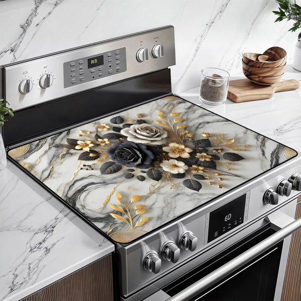 Heat-Resistant Glass Stove Top Cover with Anti-Slip Rubber Coating – 28.5x20.5 Inch Electric Stove Protector, Scratch-Resistant, Expands Counter Space, Stylish Kitchen Decor