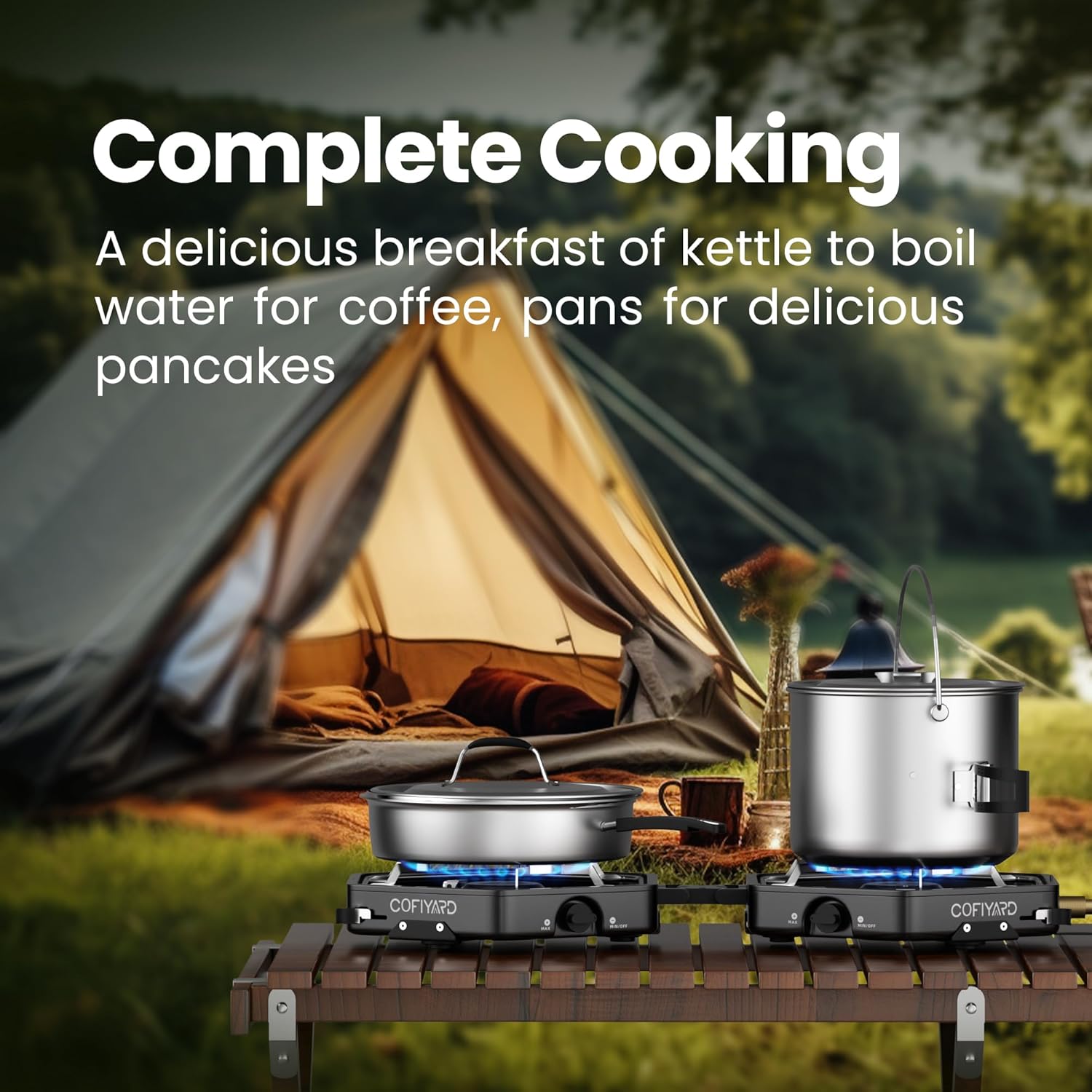 Propane 2 Burner Camping Stove with Carrying Bag, Portable Folding Gas Stove for Camping, Backpacking Camp Stove for Outdoor Cooking, With 17,000 BTU Adjustable Burners for BBQ, Tailgating Black - Image 4