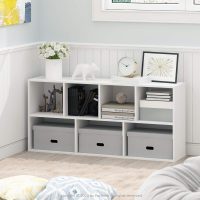 Furinno LUDER Book Shelf, 7-Cube Bookshelf, Bookcase, 9.4" x 19.5" x 41.7", for Living Room, Bedroom, Home Office, White - Image 2