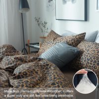 mixinni Leopard Print Queen Size Comforter Set-3 Pieces Animal Cheetah Printed Comforter Sexy Soft Fluffy Brown/Black Floral Print Bedding Set with 2 Pillowcases for All Season-Queen Size - Image 3