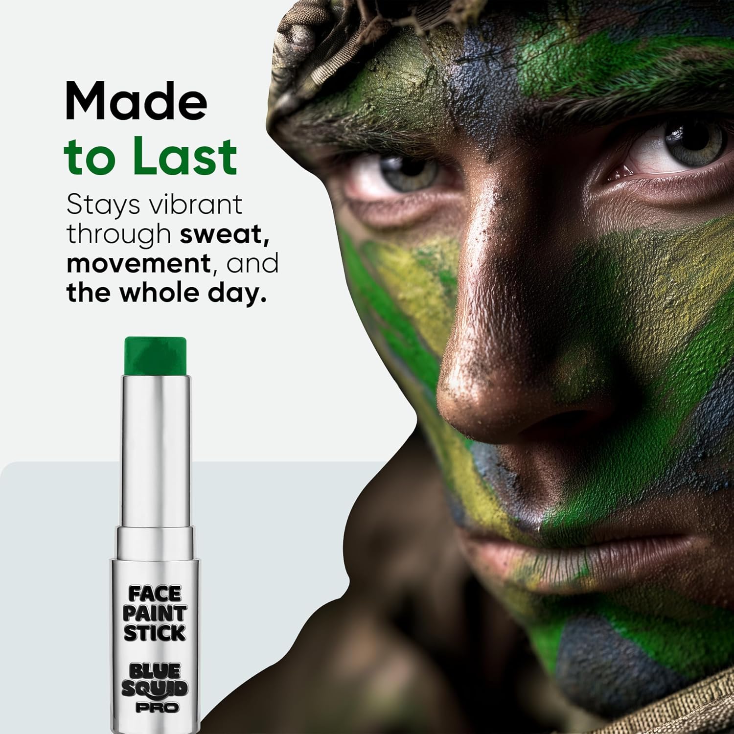 Blue Squid PRO Forest Green Face Paint Stick - Waterproof Body Paint for Adults & Kids Eye Black Baseball, Eyeblack Softball - Hypoallergenic Twist-Up Non-Toxic Makeup Stick for Cosplay, Sports, SFX - Image 8