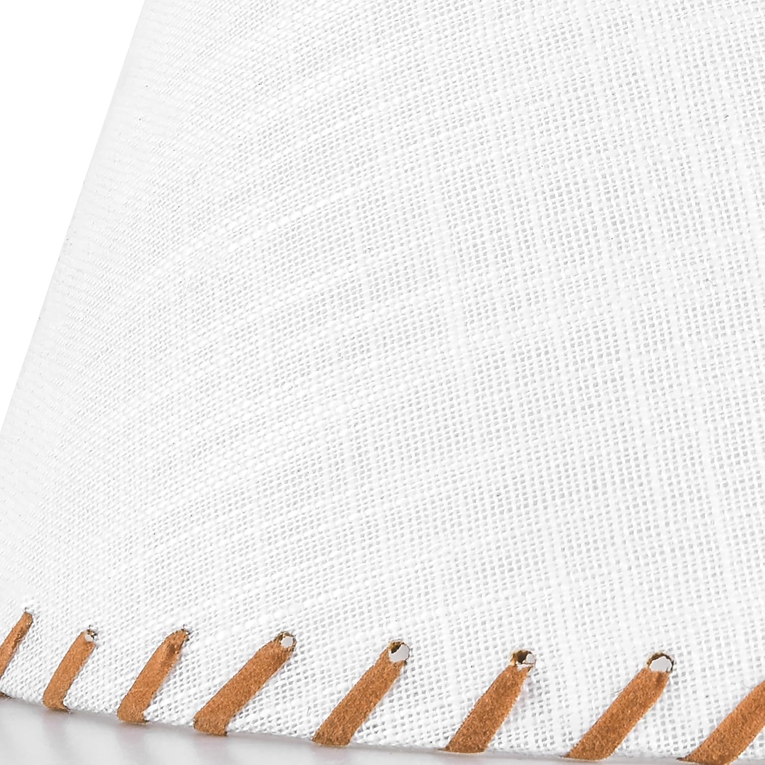 GO&SO 1 Pack White Linen Lampshades Natural Fabric Small Lamp Shades, 5"x9"x6.4" (Spider) with Stitched Brown Trim - Modern Rustic Bell Lamp Shades for Table Lamps, Wall Lamps, Bedroom, Living Room - Image 4