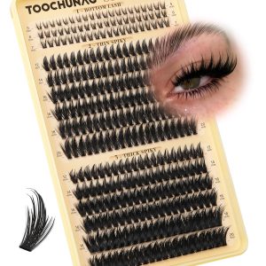 Spiky Manga Lash Clusters 12-20mm Long Eyelash Clusters 80D+100D Cluster Eyelash Extensions with Bottom Lashes Individual Fairy 300pcs Thick Volume DIY Plume Flake Cluster Lash Extension by TOOCHUNAG