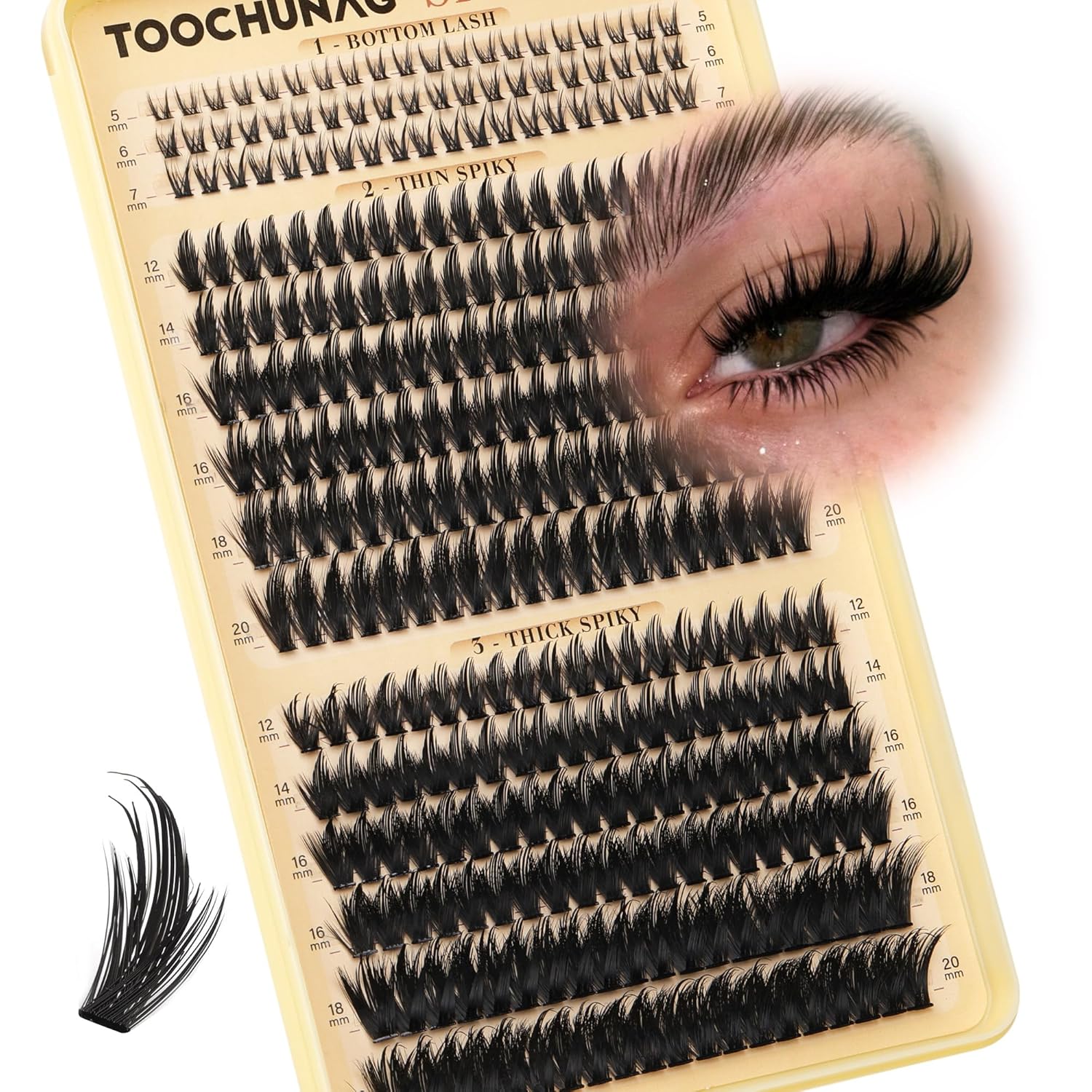 Spiky Manga Lash Clusters 12-20mm Long Eyelash Clusters 80D+100D Cluster Eyelash Extensions with Bottom Lashes Individual Fairy 300pcs Thick Volume DIY Plume Flake Cluster Lash Extension by TOOCHUNAG