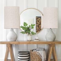Tall Lamp Shades Set of 2, 10" Top X 10" Bottom X 13" High Large Drum Lampshades for Table Lamps Floor Lamp, Beige Line Fabric Lamp Shades, Easy Assembly Replacement Lampshades - Image 5