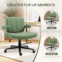 Criss Cross Ergonomic Office Chair: 360° Swivel, Adjustable Lumbar Support & Armrests, Heavy-Duty Fabric (Green) - Image 4