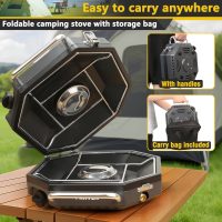 Camping Stove Propane, 2 Burner Camp Stove, 20,000 BTU Propane Camping Stoves, Portable Gas Stove with Windscreen, Storage Bag, Regulator for Picnic, BBQ, Tailgating - Image 4