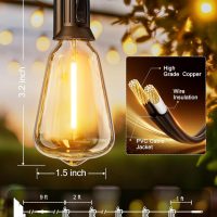Brightown Outdoor Solar String Lights Waterproof 58FT with 25 Shatterproof ST38 LED Bulbs, 2700K Solar Lights Outdoor with Remote, Solar String Lights for Outside, Camping, Yard, Party Decor - Image 3