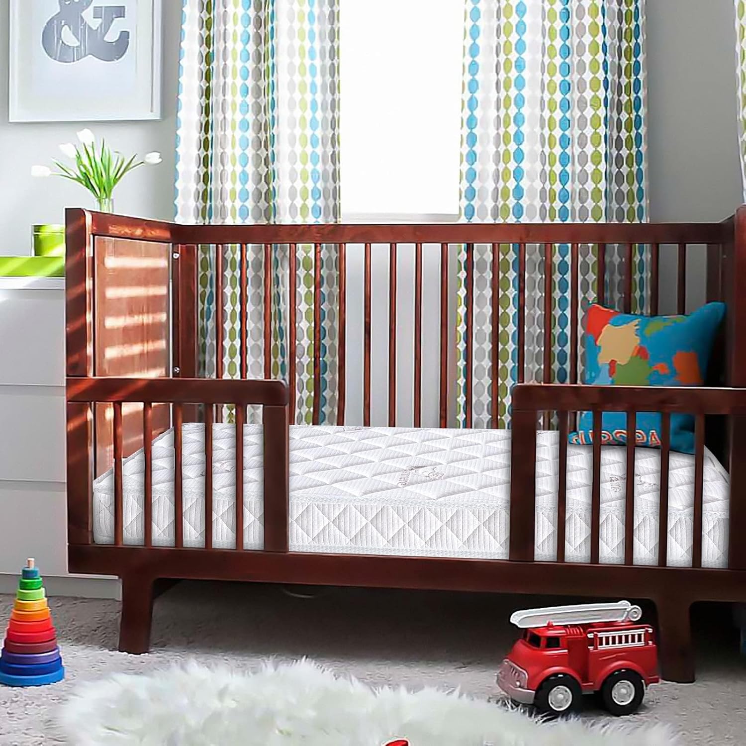 Premium Crib & Toddler Mattress,100% Knitted Fabric, Premium Fleece Surface-Hypoallergenic, 5" Thick Firm Soft Crib Mattress, Non-Toxic - Fits Standard Cribs & Toddler Beds - Image 2