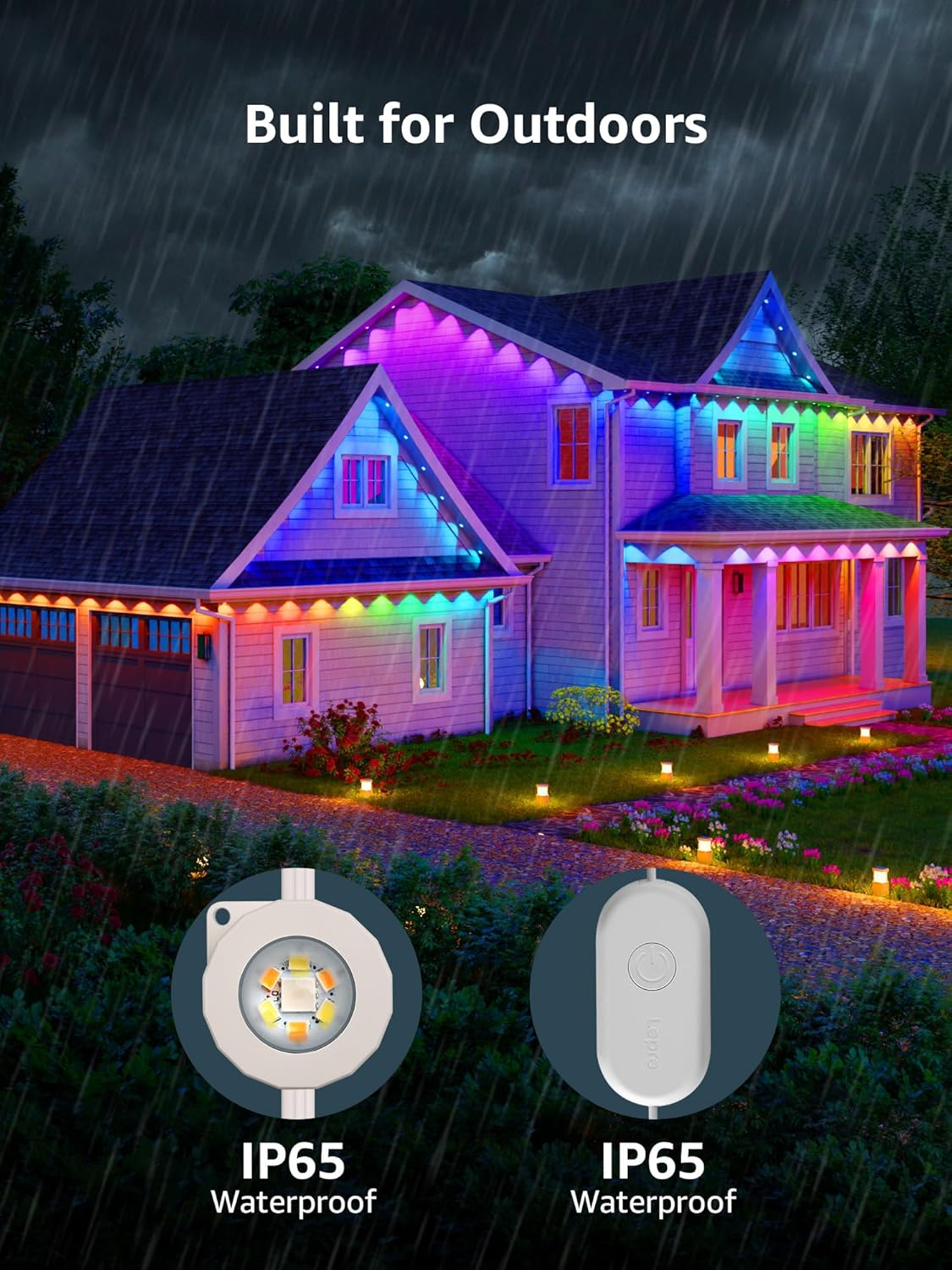Lepro E1 AI Permanent Outdoor Lights APP Control, 100ft 60 LED Smart RGB+IC+Warm/Cool White House Eave Light for Halloween Christmas, Alexa Google Enabled, 2.4 GHz WiFi/Bluetooth, NO Remote Controller - Image 9