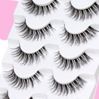 Veleasha Lashes Wispy False Eyelashes 100% Handmade Eyelashes Natural Look Fake Lashes Lightweight Lashes with Soft Clear Band 5 Pairs Pack (G2) - Image 7